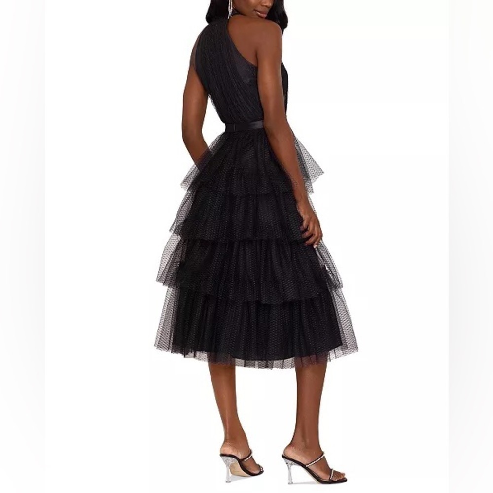 NWT BETSY & ADAM
Women's Sleeveless Tiered Mesh A-Line Dress
